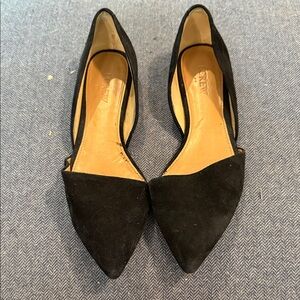 J. Crew Black Pointed D'Orsay Suede Flats